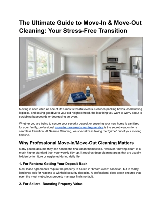 Move In Move Out Cleaning Services by Nearme Cleaning