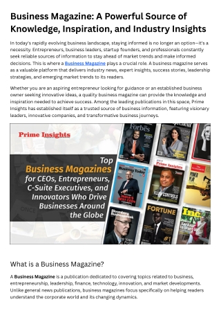 Business Magazine A Powerful Source of Knowledge, Inspiration, and Industry Insights
