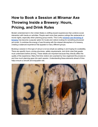 How to Book a Session at Miramar Axe Throwing Inside a Brewery Hours, Pricing, and Drink Rules