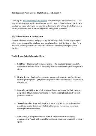 Best Bedroom Paint Colours That Boost Sleep & Comfort