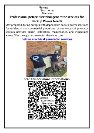 Professional petree electrical generator services for Backup Power Needs