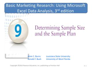 Basic Marketing Research: Using Microsoft Excel Data Analysis, 3 rd edition