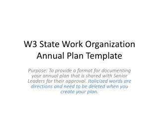 W3 State Work Organization Annual Plan Template