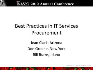 Best Practices in IT Services Procurement