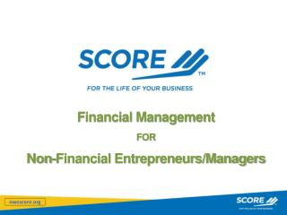 Financial Management FOR Non-Financial Entrepreneurs/Managers