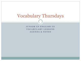 Vocabulary Thursdays