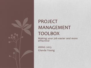Project management toolbox