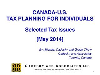 CANADA-U.S. TAX PLANNING FOR INDIVIDUALS