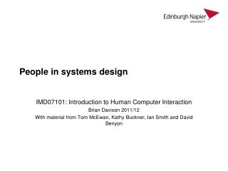People in systems design