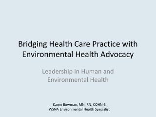 Bridging Health Care Practice with Environmental Health Advocacy