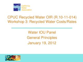 Water IOU Panel General Principles January 19, 2012