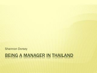 Being a manager in Thailand
