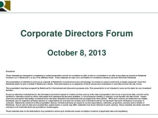 Corporate Directors Forum October 8, 2013