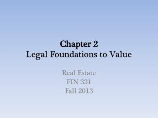 Chapter 2 Legal Foundations to Value