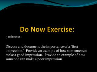 Do Now Exercise: