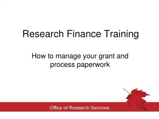 Research Finance Training