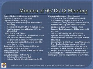Minutes of 09/12/12 Meeting