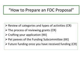 “ How to Prepare an FDC Proposal”