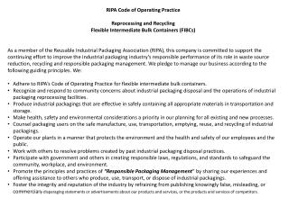 RIPA Code of Operating Practice Reprocessing and Recycling Flexible Intermediate Bulk Containers (FIBCs)
