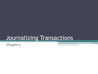 Journalizing Transactions