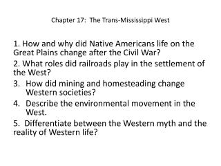 Chapter 17: The Trans-Mississippi West