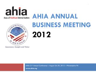 AHIA Annual Business MEeting 2012