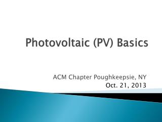 Photovoltaic (PV) Basics