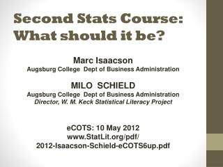 Second Stats Course: What should it be?