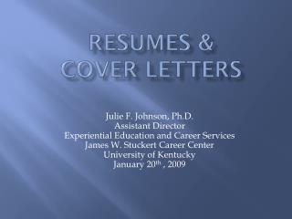 RESUMES &amp; COVER LETTERS