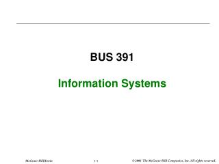 BUS 391 Information Systems