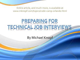 Preparing for technical job interviews