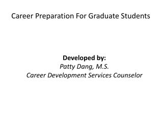Career Preparation For Graduate Students