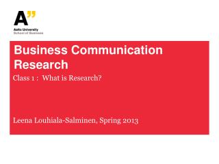 Business Communication Research