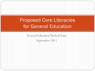 Proposed Core Literacies for General Education
