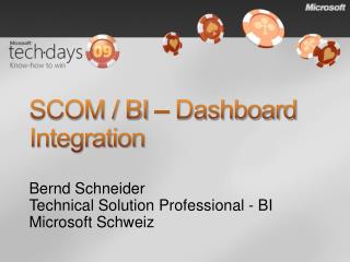 SCOM / BI – Dashboard Integration