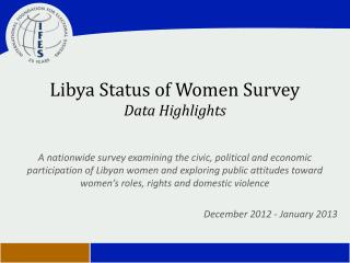 Libya Status of Women Survey Data Highlights
