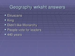 Geography wrksht answers