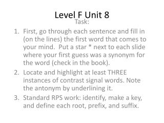 Level F Unit 8