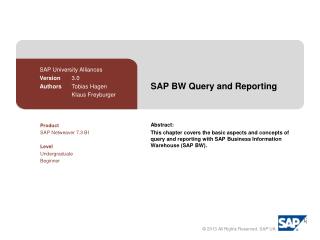 SAP BW Query and Reporting