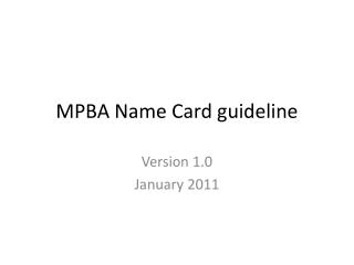 MPBA Name Card guideline