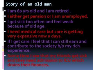 Story of an old man