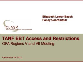TANF EBT Access and Restrictions