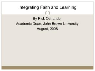 Integrating Faith and Learning