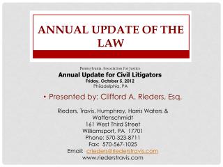 Annual Update of the Law