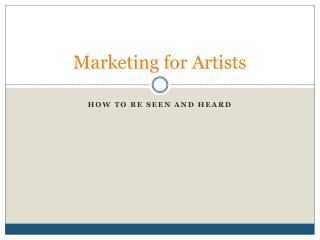 Marketing for Artists