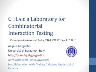 CitLab : a Laboratory for Combinatorial Interaction Testing