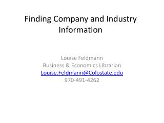 Finding Company and Industry Information