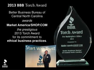 Better Business Bureau of Central North Carolina awards Market America/SHOP.COM