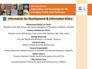 Information for Development &amp; Information Ethics