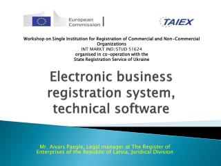 Electronic business registration system, technical software